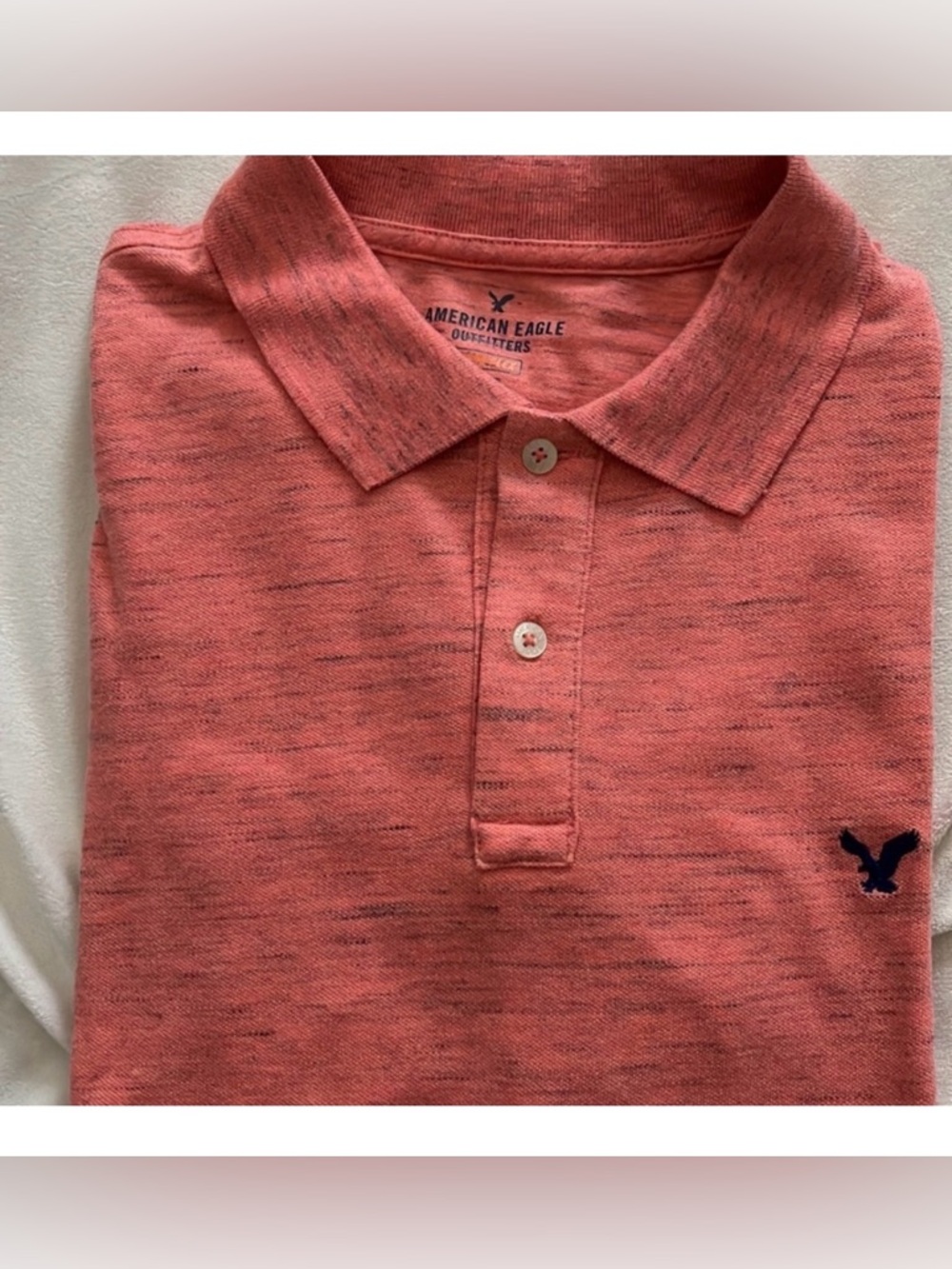 American Eagle Outfitters Coral Heather Polo Shirt